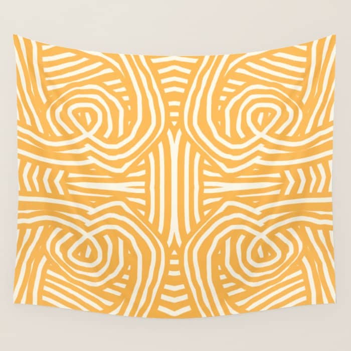 Yellow Mustard Boho Stripe Wall Tapestry