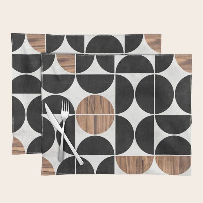 Mid-Century Modern Pattern No.1 - Concrete And Wood Placemat