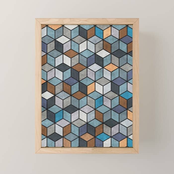 Colorful Concrete Cubes - Blue, Grey, Brown Mini Art Print