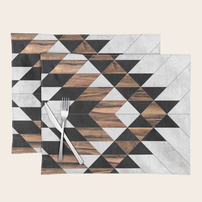 Urban Tribal Pattern No.9 - Aztec - Concrete And Wood Placemat