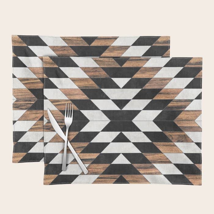 Urban Tribal Pattern No.13 - Aztec - Concrete And Wood Placemat