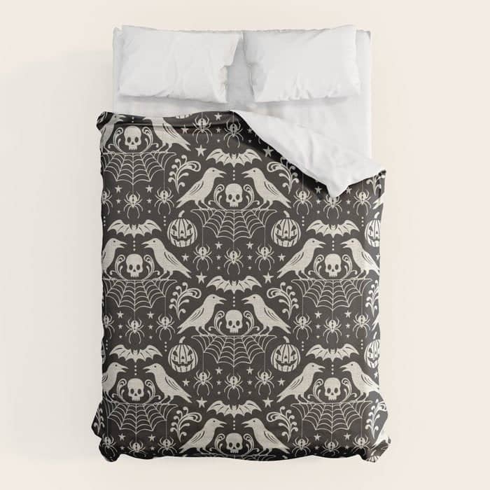 All Hallows' Eve - Black Ivory Halloween Duvet Cover
