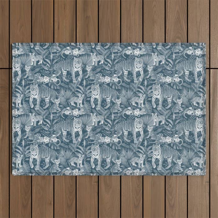 Family Of Tigers (Monochrome)  Outdoor Rug