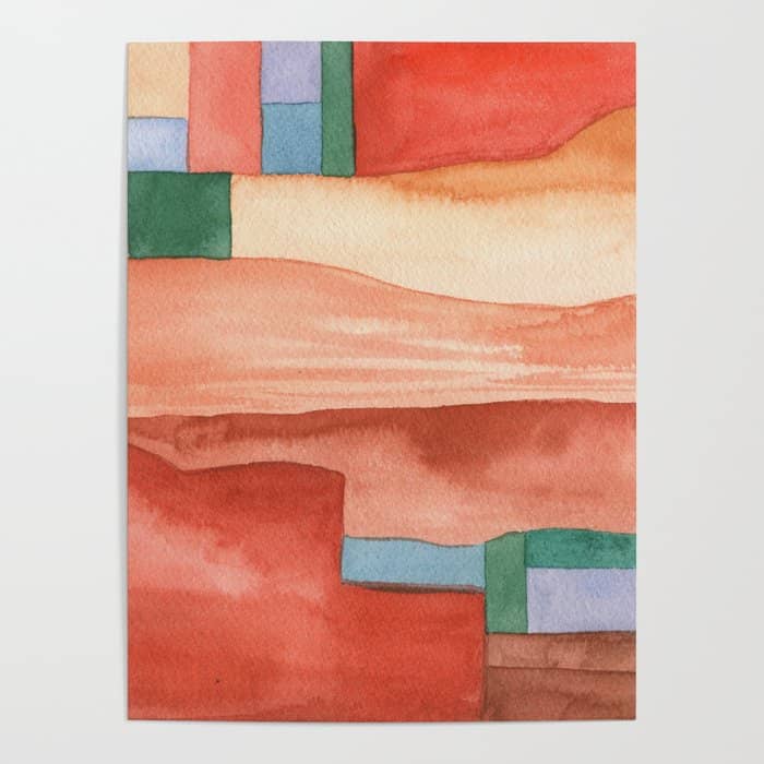 Abstract Desert Landscape Watercolor Poster