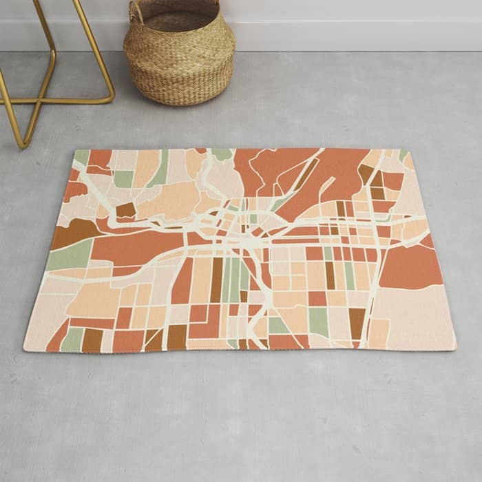 Portland Oregon City Map Earth Tones Rug