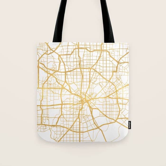 Dallas Texas City Street Map Art Tote Bag