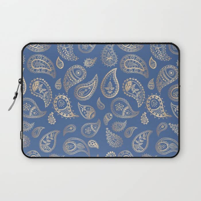 Classic Blue And Gold Paisley Laptop Sleeve