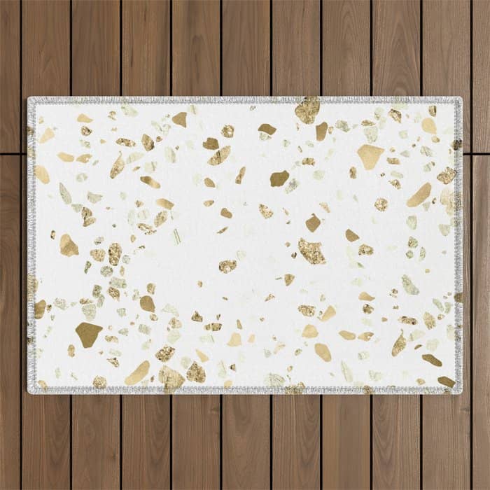 Metallic Gold Terrazzo Sparkle Outdoor Rug