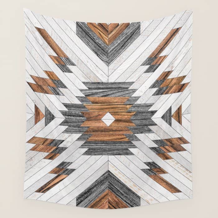 Urban Tribal Pattern No.8 - Aztec - Wood Wall Tapestry