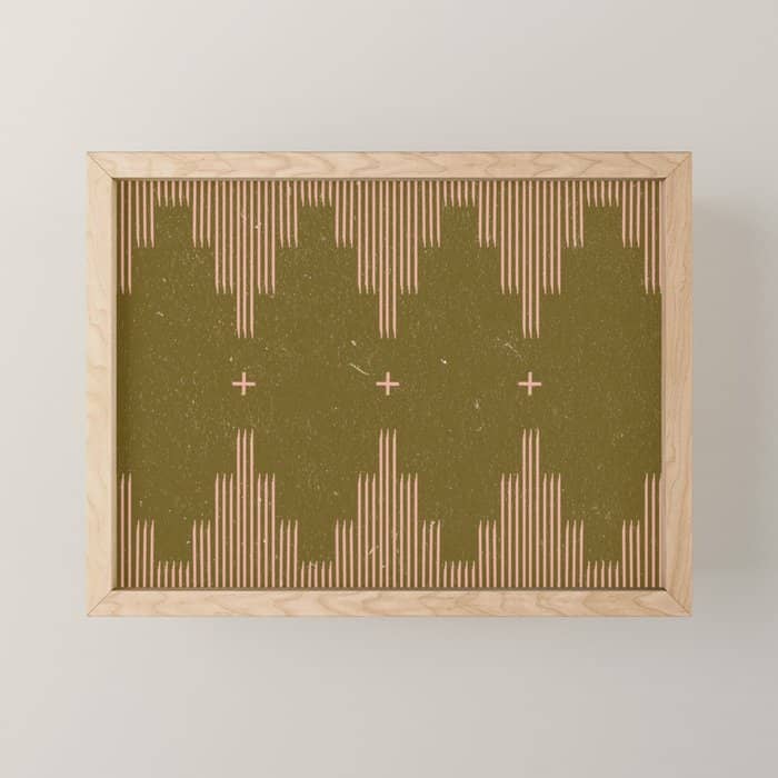 Southwestern Minimalist Retro Green & Pink Mini Art Print
