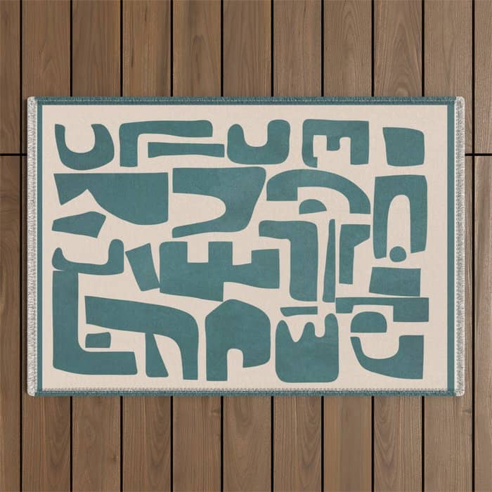 Organic Contemporary Modern Shapes 12 Outdoor Rug
