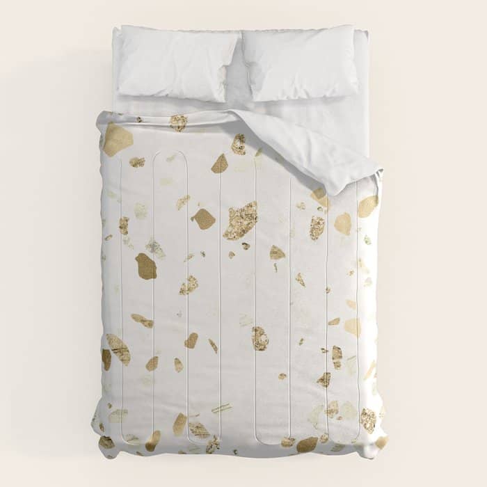 Metallic Gold Terrazzo Sparkle Comforter