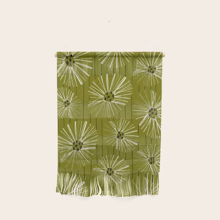 Retro Daisies: Musk Green Edition Wall Hanging
