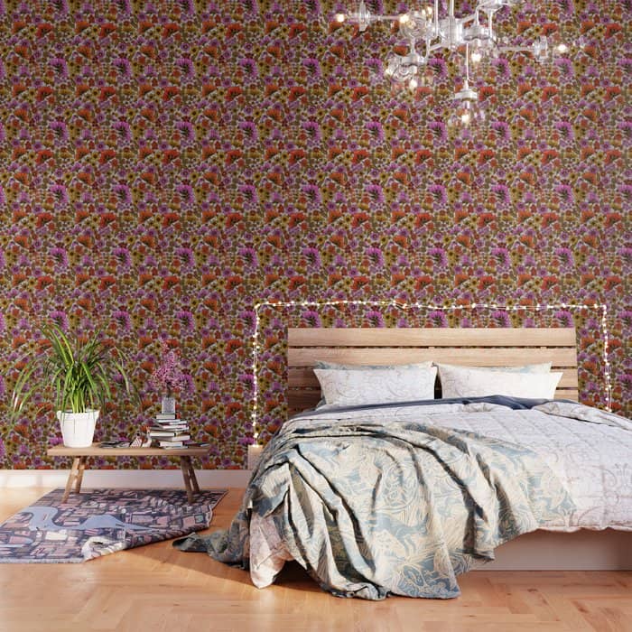 Retro Flower Power - Pink & Red Wallpaper