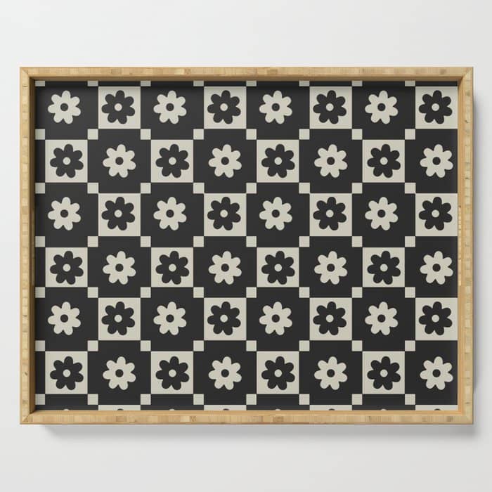 Checkered Daisy - Black Ink Serving Tray