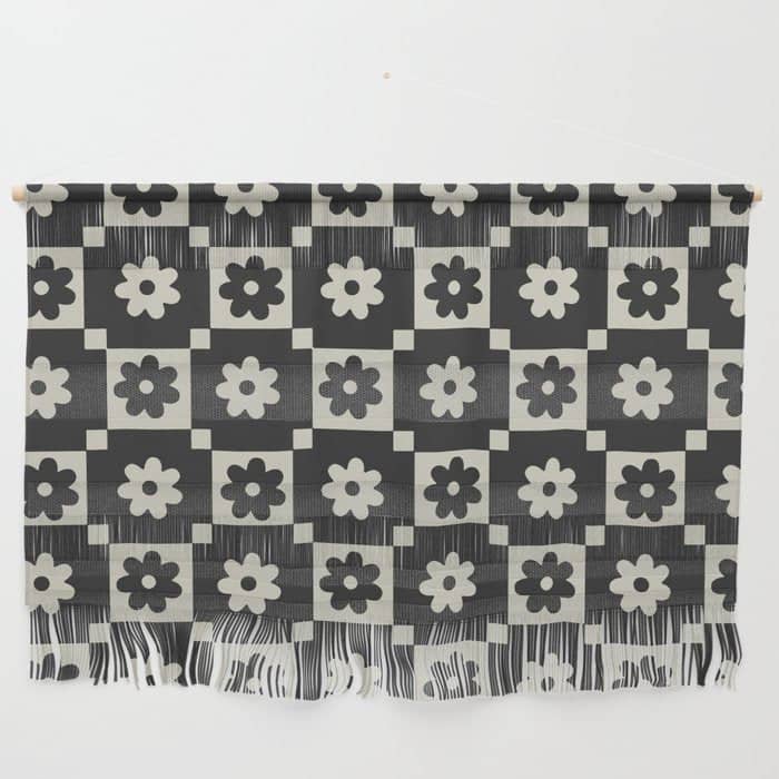Checkered Daisy - Black Ink Wall Hanging