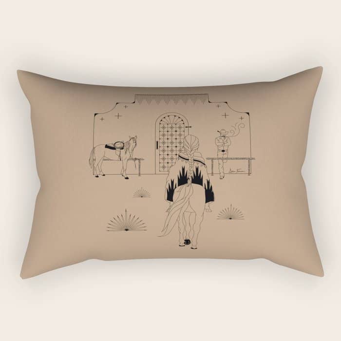 Last Stop - Tan & Black Rectangular Pillow