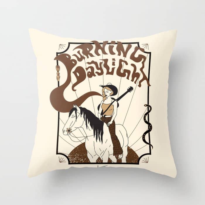 Burning Daylight - Black, Cream, Rust Throw Pillow