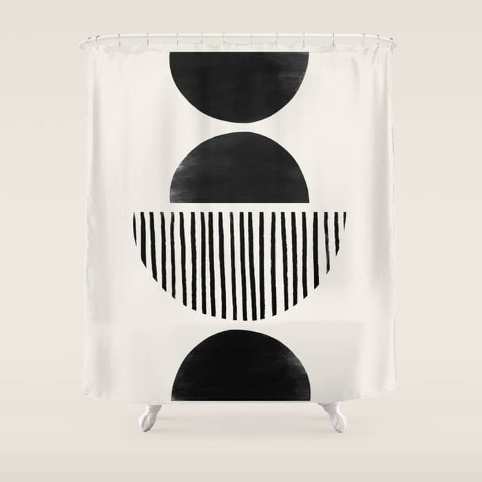 Balancing Stripes No.2 | Black Shower Curtain