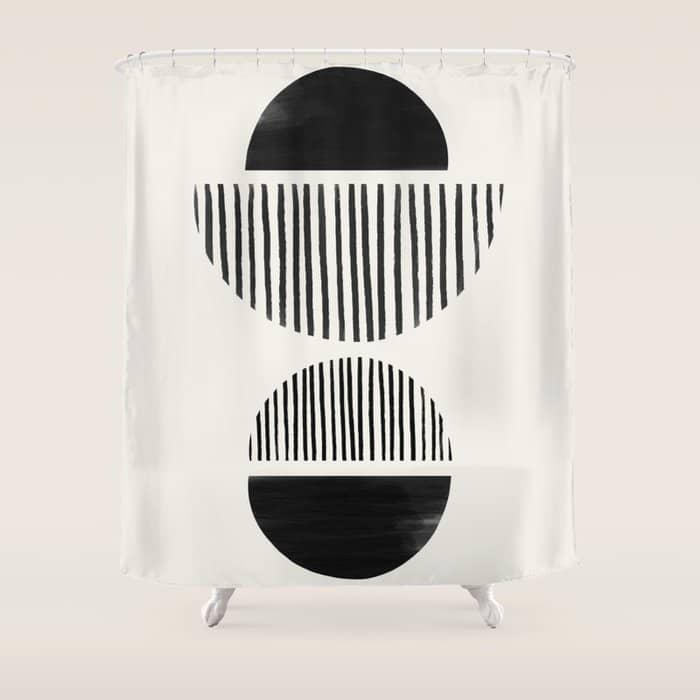 Balancing Stripes No.1 | Black Shower Curtain