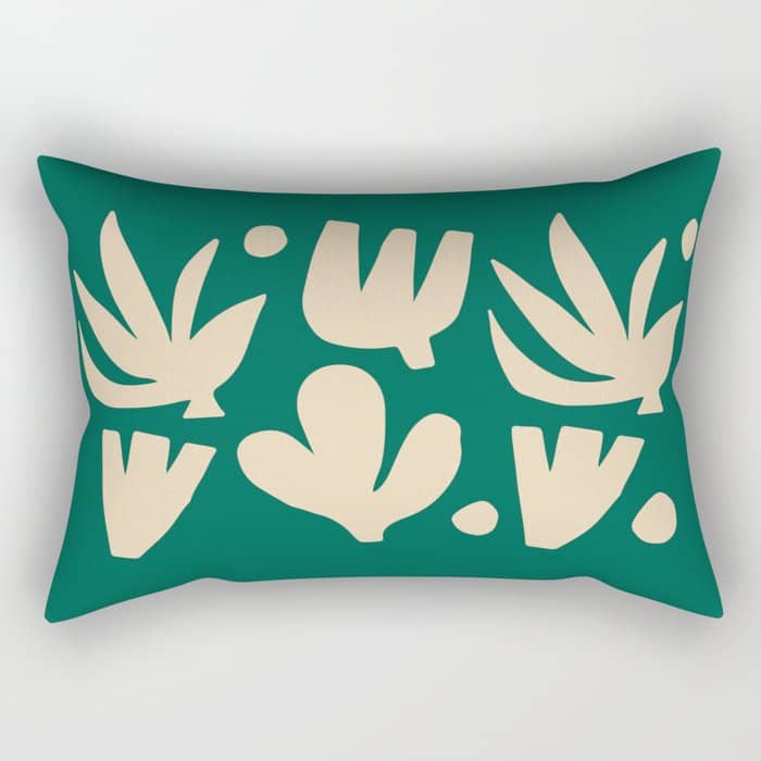 Bottle Green Collage: Paper Cutouts Matisse Edition Rectangular Pillow