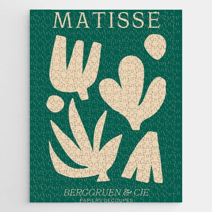 Bottle Green Collage: Paper Cutouts Matisse Edition Jigsaw Puzzle