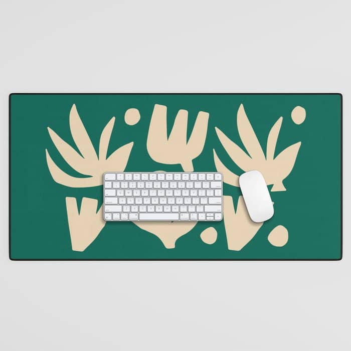 Bottle Green Collage: Paper Cutouts Matisse Edition Desk Mat