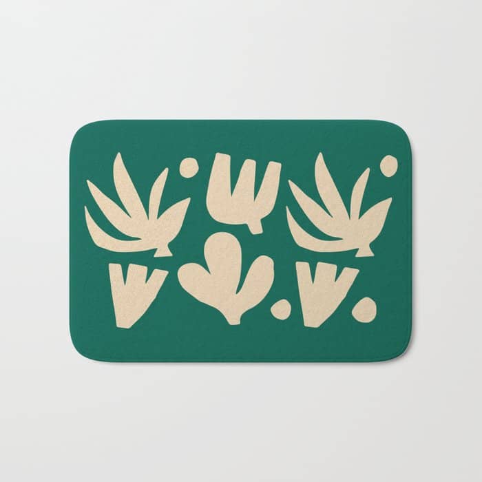 Bottle Green Collage: Paper Cutouts Matisse Edition Bath Mat