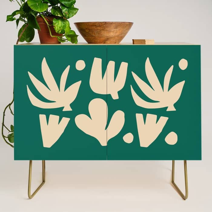 Bottle Green Collage: Paper Cutouts Matisse Edition Credenza