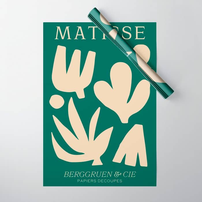 Bottle Green Collage: Paper Cutouts Matisse Edition Wrapping Paper