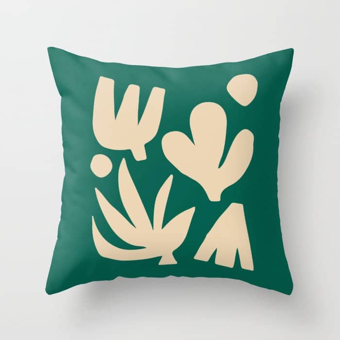 Bottle Green Collage: Paper Cutouts Matisse Edition Throw Pillow