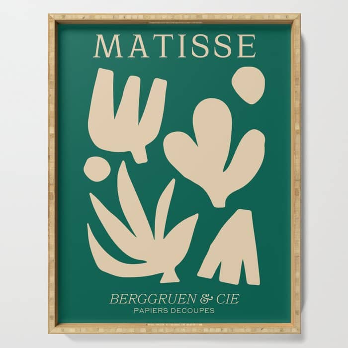 Bottle Green Collage: Paper Cutouts Matisse Edition Serving Tray