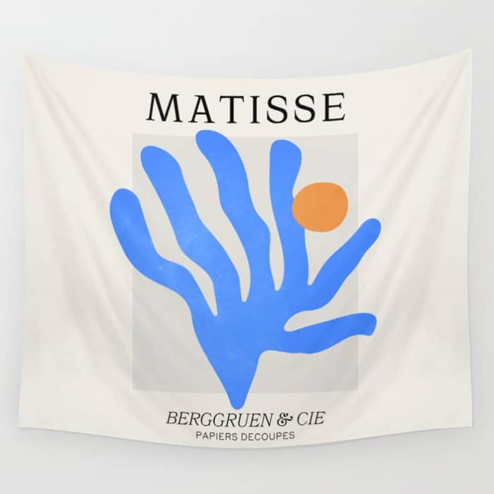 Jazz Blue Leaf: Matisse Series 02 | Mid-Century Edition Wall Tapestry