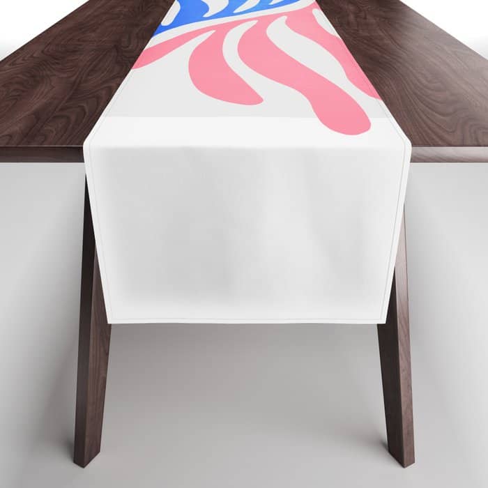 Blue & Pink Leaves: Matisse Series 01 Table Runner