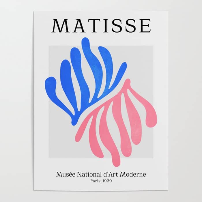 Blue & Pink Leaves: Matisse Series 01 Poster