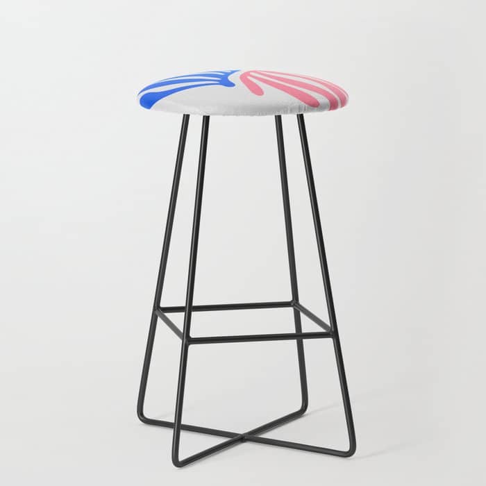 Blue & Pink Leaves: Matisse Series 01 Stool