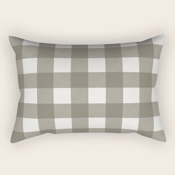 Gingham Cloth / Olive Checks Rectangular Pillow