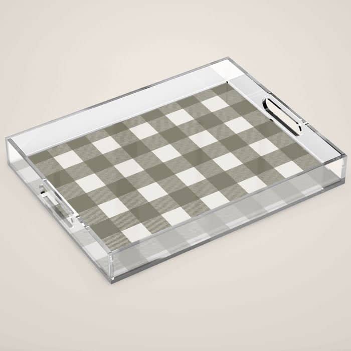 Gingham Cloth / Olive Checks Acrylic Tray