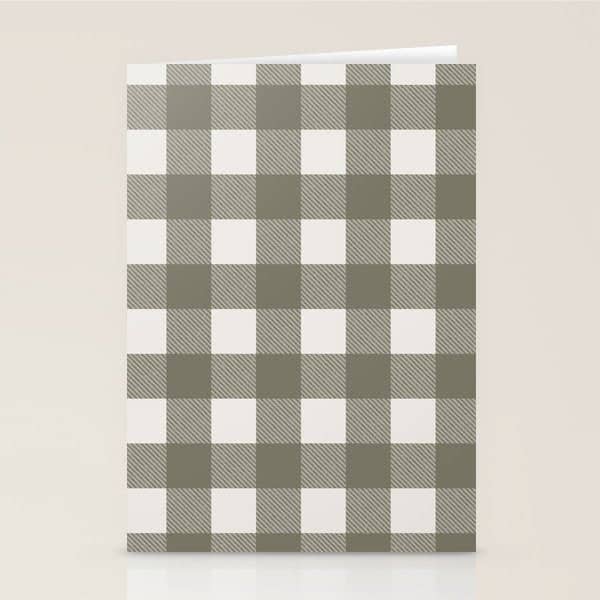 Gingham Cloth / Olive Checks Stationery Card