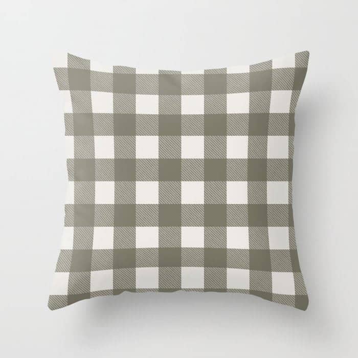 Gingham Cloth / Olive Checks Throw Pillow