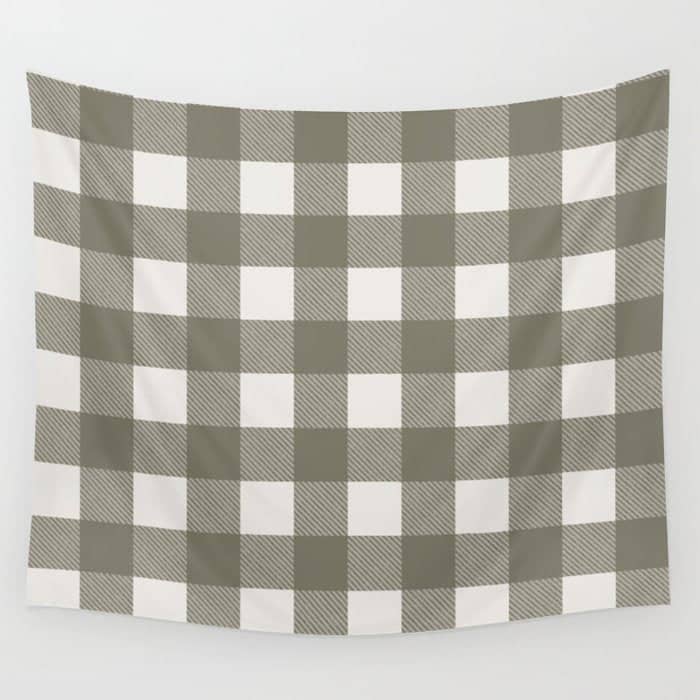 Gingham Cloth / Olive Checks Wall Tapestry