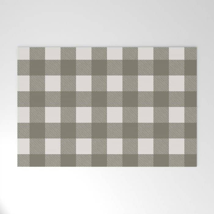 Gingham Cloth / Olive Checks Welcome Mat