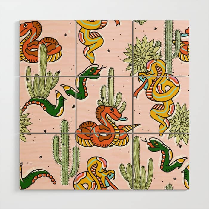 Join Or Die #Illustration #Wildlife #Pattern Wood Wall Art