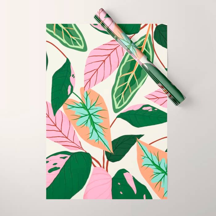 The Inseparable V.01, Nature Botanical Plants, Blush Leaves Modern Boho, Pastel Illustration Garden Wrapping Paper