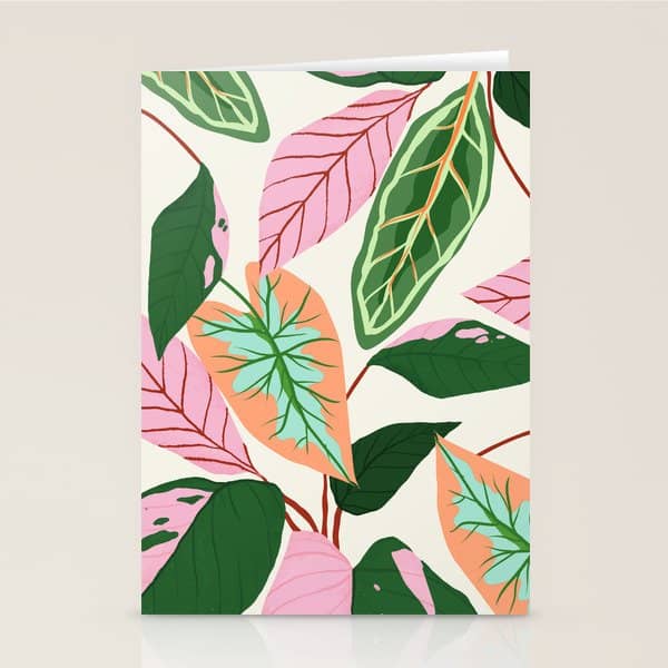 The Inseparable V.01, Nature Botanical Plants, Blush Leaves Modern Boho, Pastel Illustration Garden Stationery Card