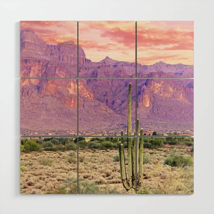 Cactus Sunset #Digitalart #Nature Wood Wall Art