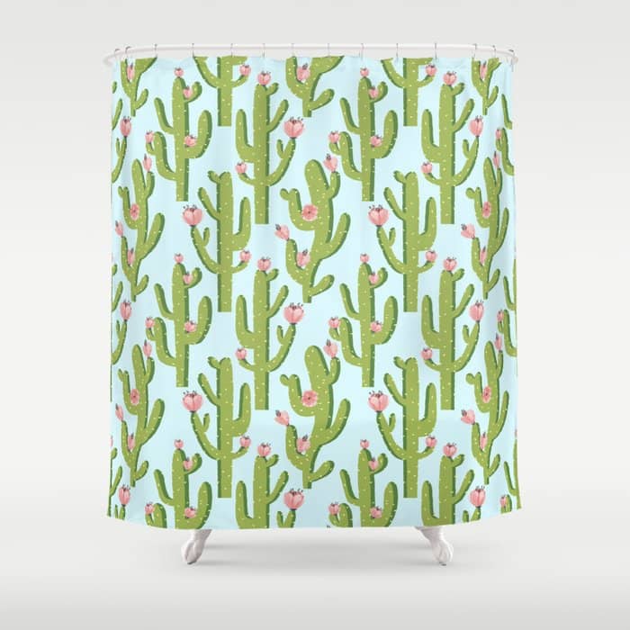 Summer Cactus #Illustration #Cactus Shower Curtain