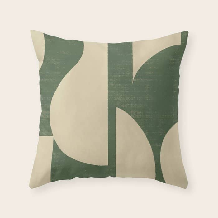Abstract Vase Collage - Deep Green Throw Pillow