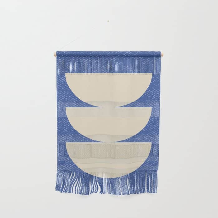 Half Circle 3 - Blue Texture Wall Hanging