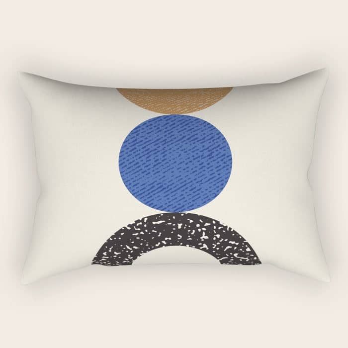 Woodblocks - Brown Blue Rectangular Pillow